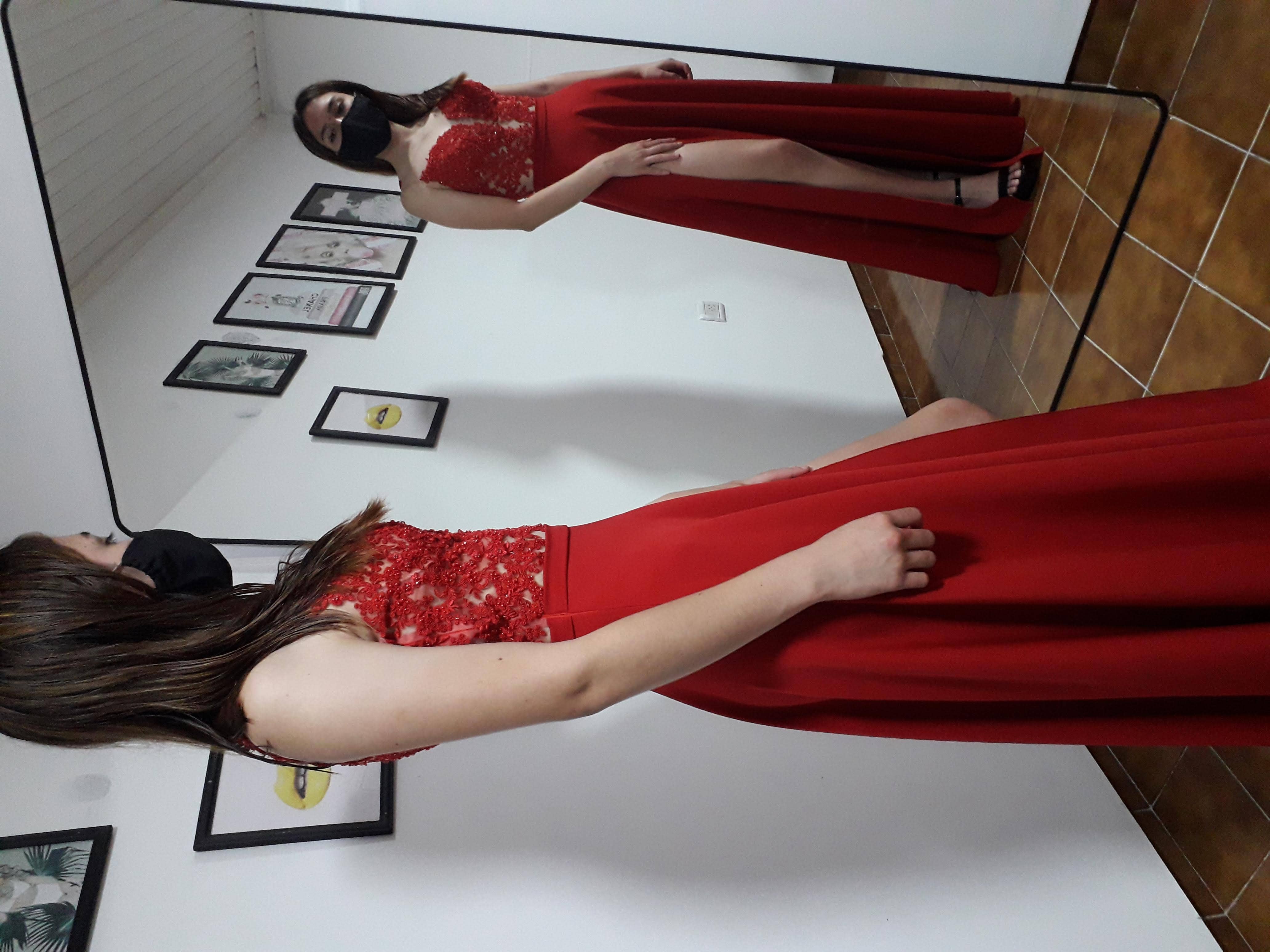 vestido de egresada alta costura color rojo