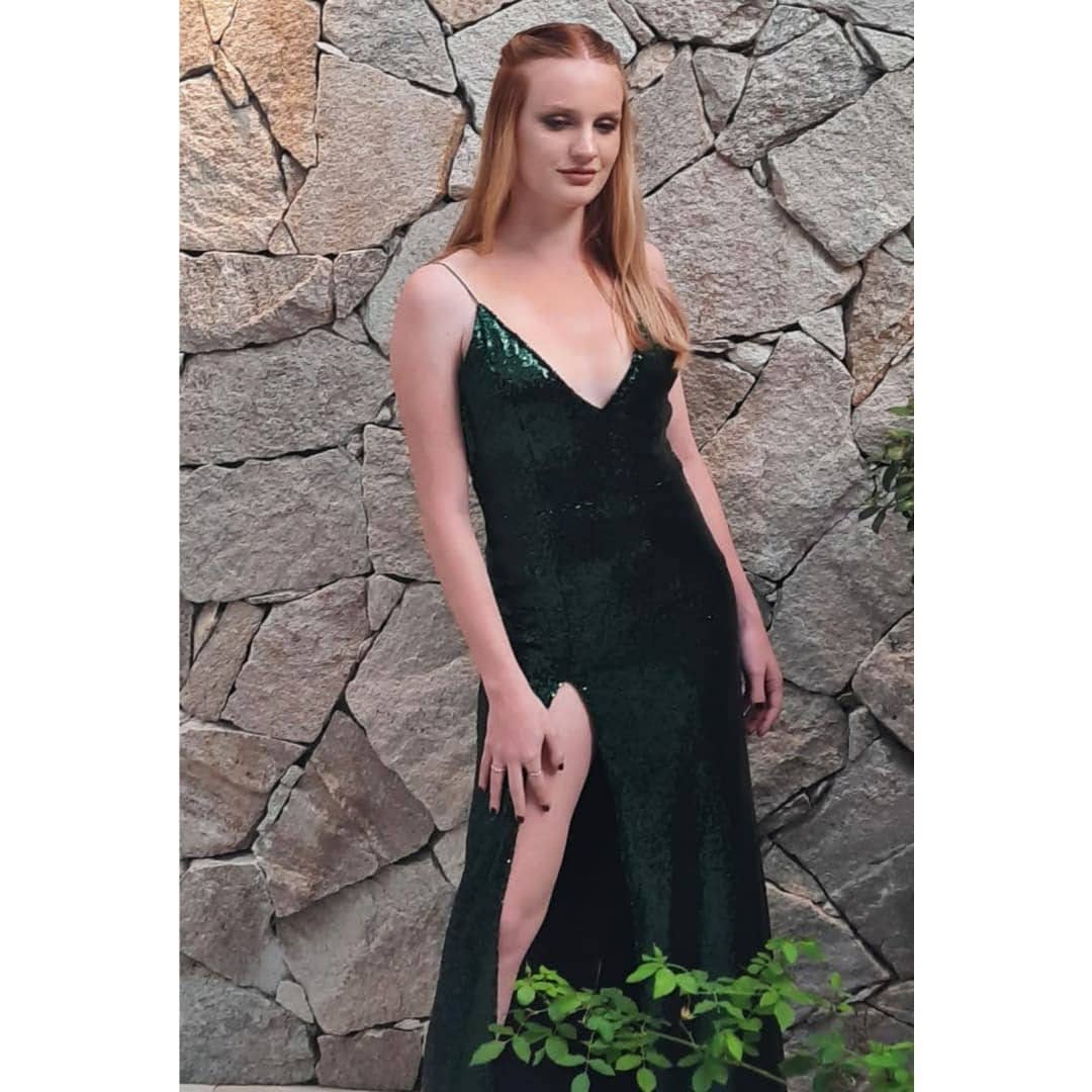 Vestido para egresada rosario color verde
